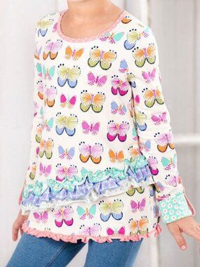 Matilda Jane | NWOT Butterfly Kisses French Terry Ruffle Tunic Long Sleeve Shirt